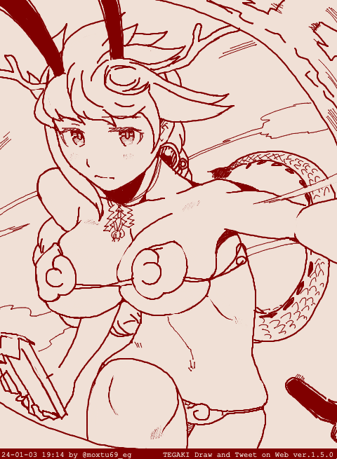 クラウドビキニドラゴンバニー #tegaki_dt