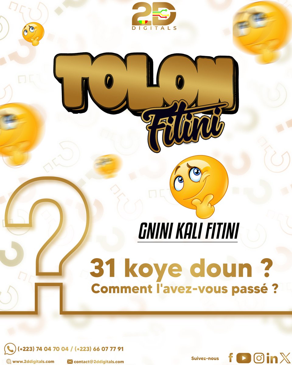 2dDigitals's tweet photo. Rétro fitini sur le 31 Décembre , à vos claviers les gars !!!
#tolonfitini
#instantjeu
#gninikalifitini
#2ddigitals https://t.co/aI27uNYQZy