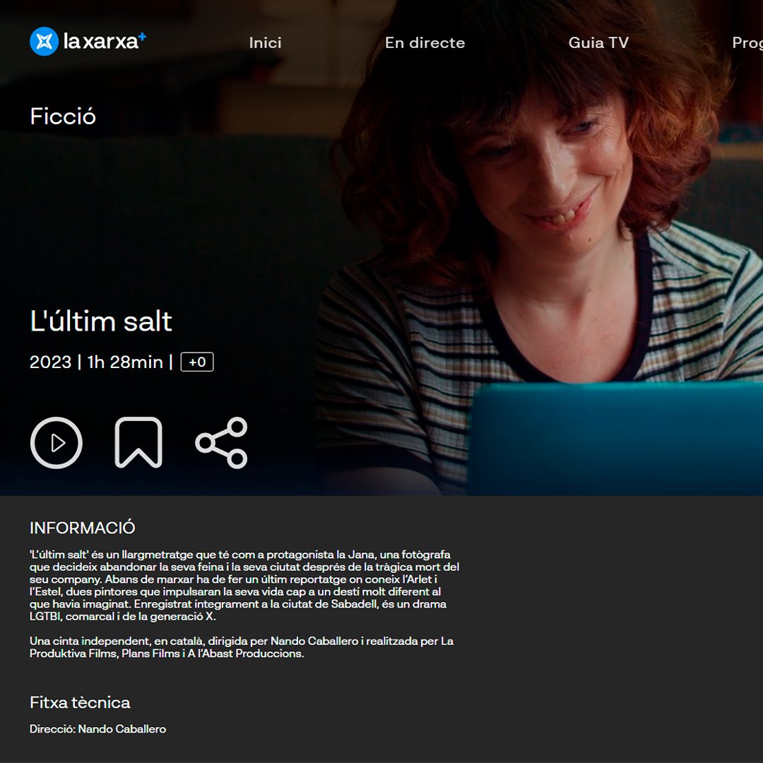 lultimsalt's tweet photo. Ja tenim @lultimsalt disponible a @laxarxames , la plataforma gratuïta de continguts de proximitat en català. Només us heu de registrar i podreu gaudir de la peli i de molt més. Som-hi! 😍 https://t.co/7251DUMNDH https://t.co/4s3qLabVmH
