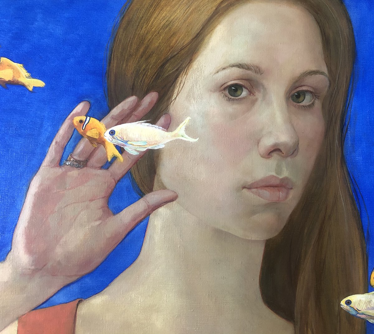 Looking at the world through my ocean by Svetlana Kornilova
The  painting "Looking at the world through your ocean" (oil on canvas,  50x80 cm) was painted during the quarantine period, in April 2020, the  first sketches were made in February 2020, and the idea arose much  earlier