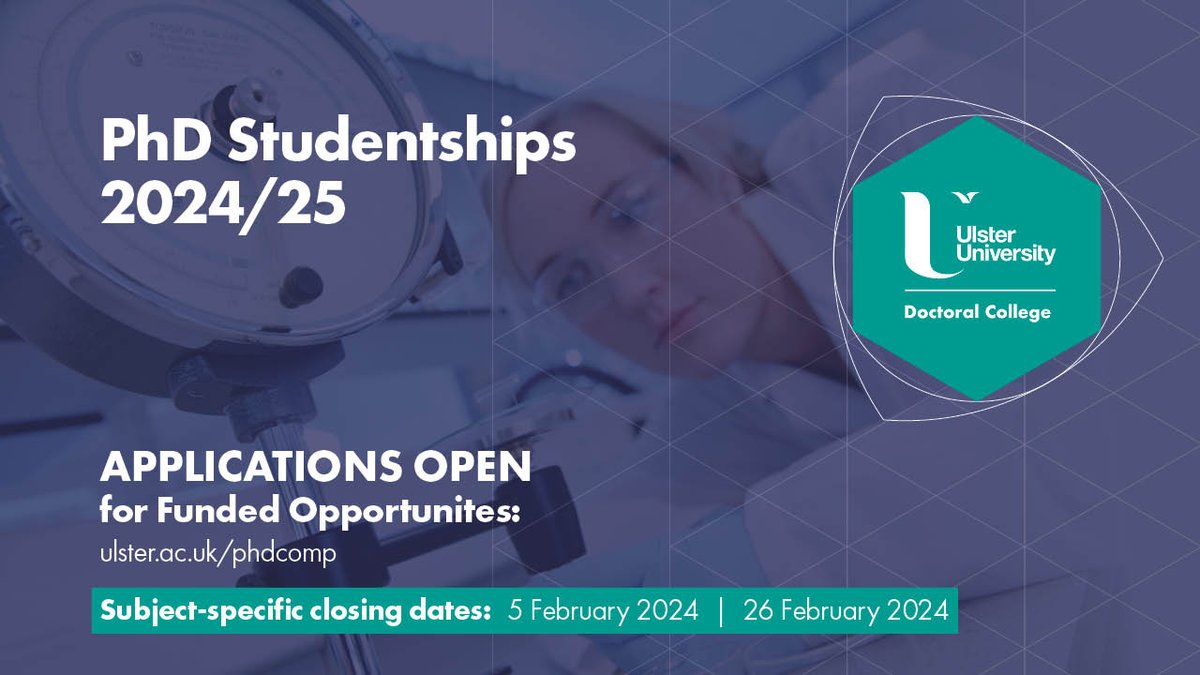 Research & Innovation (@uuresearchinnov) on Twitter photo Ready for a new challenge this year?
Applications are open for the <a href="/UlsterUniPhD/">Doctoral College</a> annual PhD competition.
Discover a range of fully funded scholarships, across all areas of research.
👉ulster.ac.uk/doctoralcolleg…
#WeAreUU Ready for a new challenge this year?
Applications are open for the <a href="/UlsterUniPhD/">Doctoral College</a> annual PhD competition.
Discover a range of fully funded scholarships, across all areas of research.
👉ulster.ac.uk/doctoralcolleg…
#WeAreUU