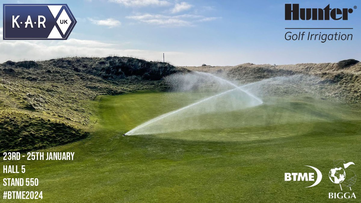 KARUK_LTD's tweet photo. The countdown is on! Just 20 days until @BIGGALtd's #BTME2024!
Visit KAR UK and @Hunter_Ind on stand 550 for expert advice on golf irrigation systems, and catch educational #PilotCCS demos!⛳️ @HunterGolf_UK
#HunterGolf #Irrigation https://t.co/Q4o5Fkp8MY