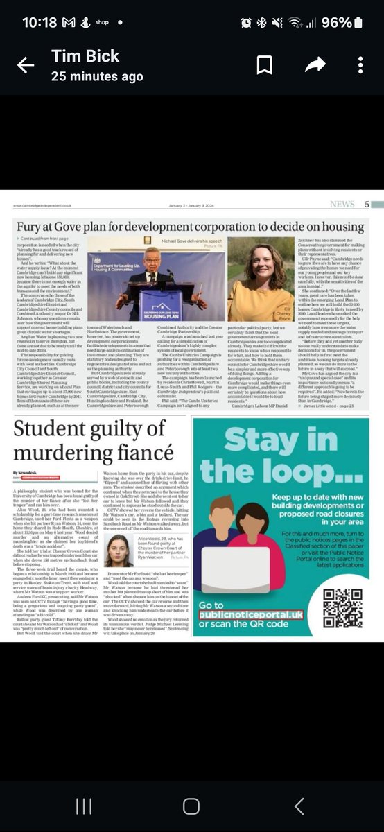 We need infrastructure &amp; a water supply to build the homes Cambridge needs, not Michael Gove's power grab.  My views on Gove's "Development Corporation", an unelected body making Cambridge governance even more complicated, are in <a href="/CambridgeIndy/">Cambridge Independent</a> this morning.