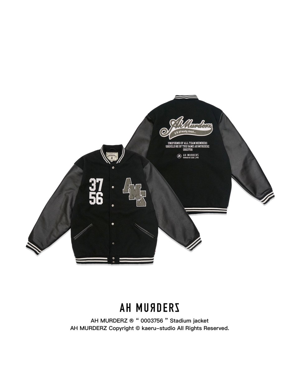 Ahmurderzjp's tweet image. !!!!! いよいよ明日発売 !!!!!

1.4 thu 19:00 release start!!

AH MURDERZ
“ 0003756 “ STADIUM JACKET

Color : RED / BLACK / BEIGE
Size : M / L / XL / XXL
Price : 36300 taxin
release : 2024.1.4 thu 19:00 先行 18:30
at : AH MURDERZ online shop

#AHMURDERZ
#REDSPIDER
#STADIUMJACKET