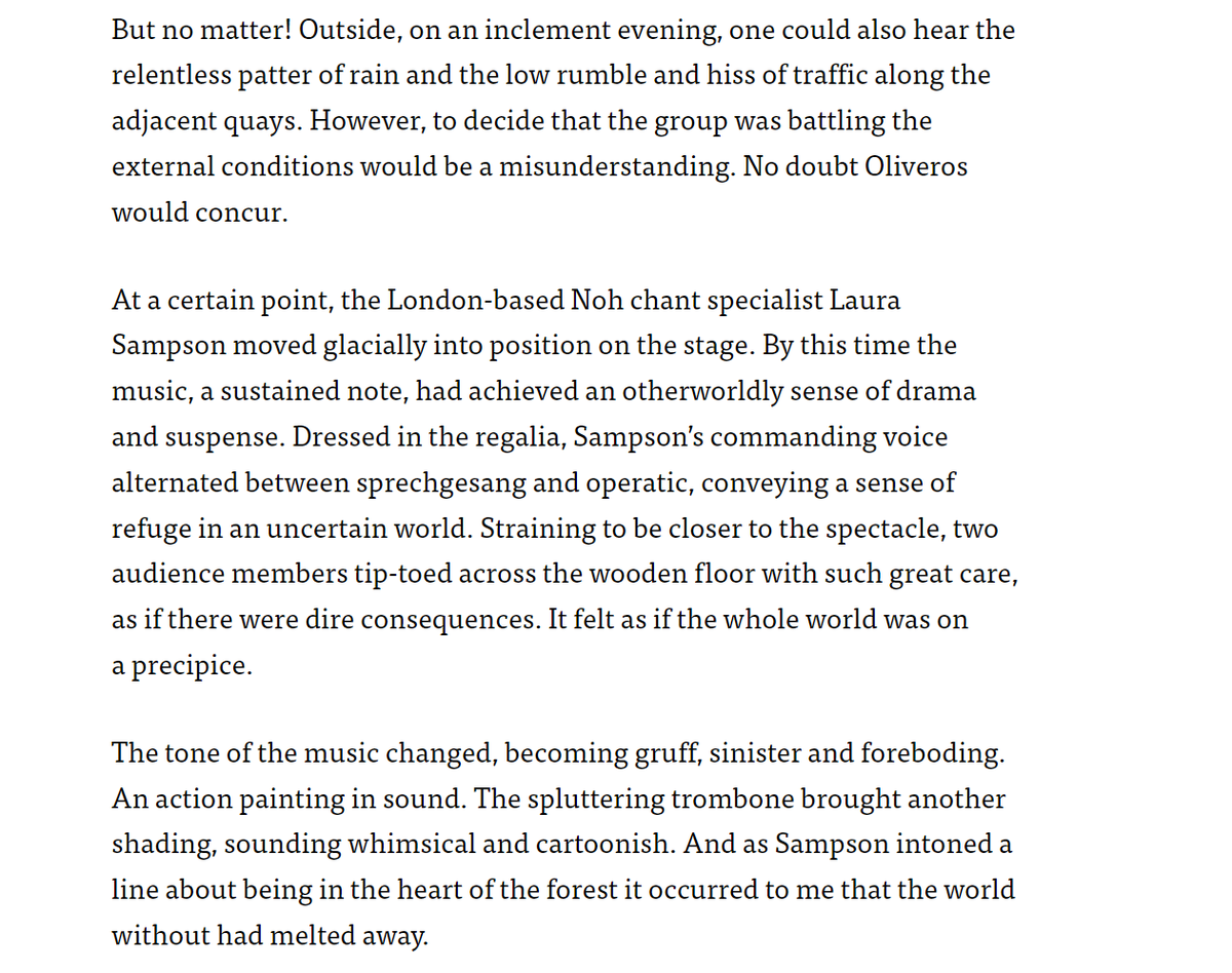 annamurraymusic's tweet photo. If you missed it, Don gives a beautiful evocative description of the @QuietMusicEns performance -  "I found it quite astonishing, and I left the venue slightly dazed, feeling as if I had fallen up a staircase"  -  including my piece with guest @laurasampson, Aioi. https://t.co/3QNLnvHg1w