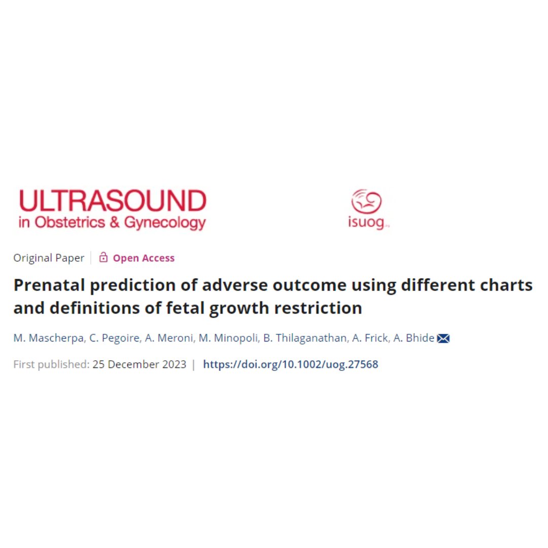#UOGJournal: Mascherpa et al. show that sensitivity of fetal growth restriction to predict adverse outcome is poor, irrespective of definition of restricted growth or reference chart used. Read #openaccess study at: bit.ly/3S4iDny @MargaretM91
