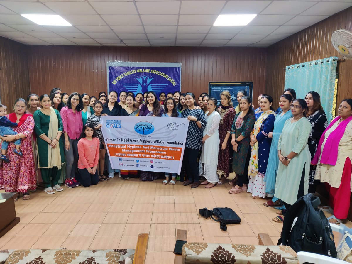 NGOWings2013's tweet photo. We have recently conducted a program to increase awareness about Menstrual Hygiene, Menstrual Waste, and Sustainable Menstruation among women at the Air Force Station Thane JNPT Sheva. We shared valuable insights on women's reproductive health, menstrual cycles, and hygiene. https://t.co/5t7sDz5Pu4