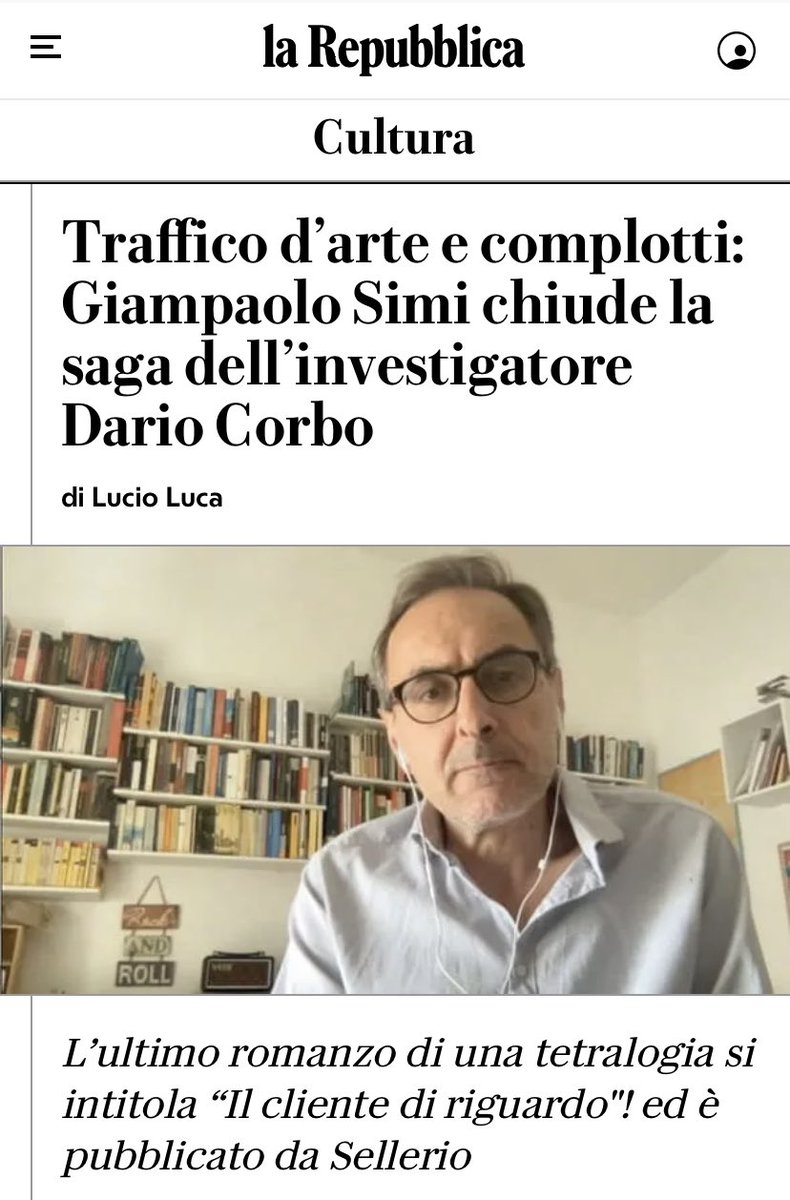 sellerioeditore's tweet photo. “Una spy story serratissima”. Lucio Luca su @repubblica racconta “Il cliente di riguardo” di @GiampaSimi 
https://t.co/9ZRBRvOs9M https://t.co/7nvxwuYGoF