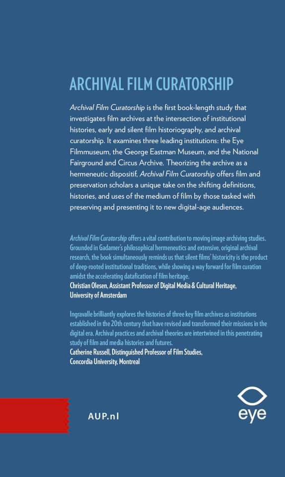 Catherine Grant (@filmstudiesff) on Twitter photo Grazia Ingravalle’s new book, Archival Film Curatorship (<a href="/AmsterdamUPress/">Amsterdam Univ Press</a>, 2024), is now out in both hard cover and open access!
aup.nl/en/book/978946…. Grazia Ingravalle’s new book, Archival Film Curatorship (<a href="/AmsterdamUPress/">Amsterdam Univ Press</a>, 2024), is now out in both hard cover and open access!
aup.nl/en/book/978946….