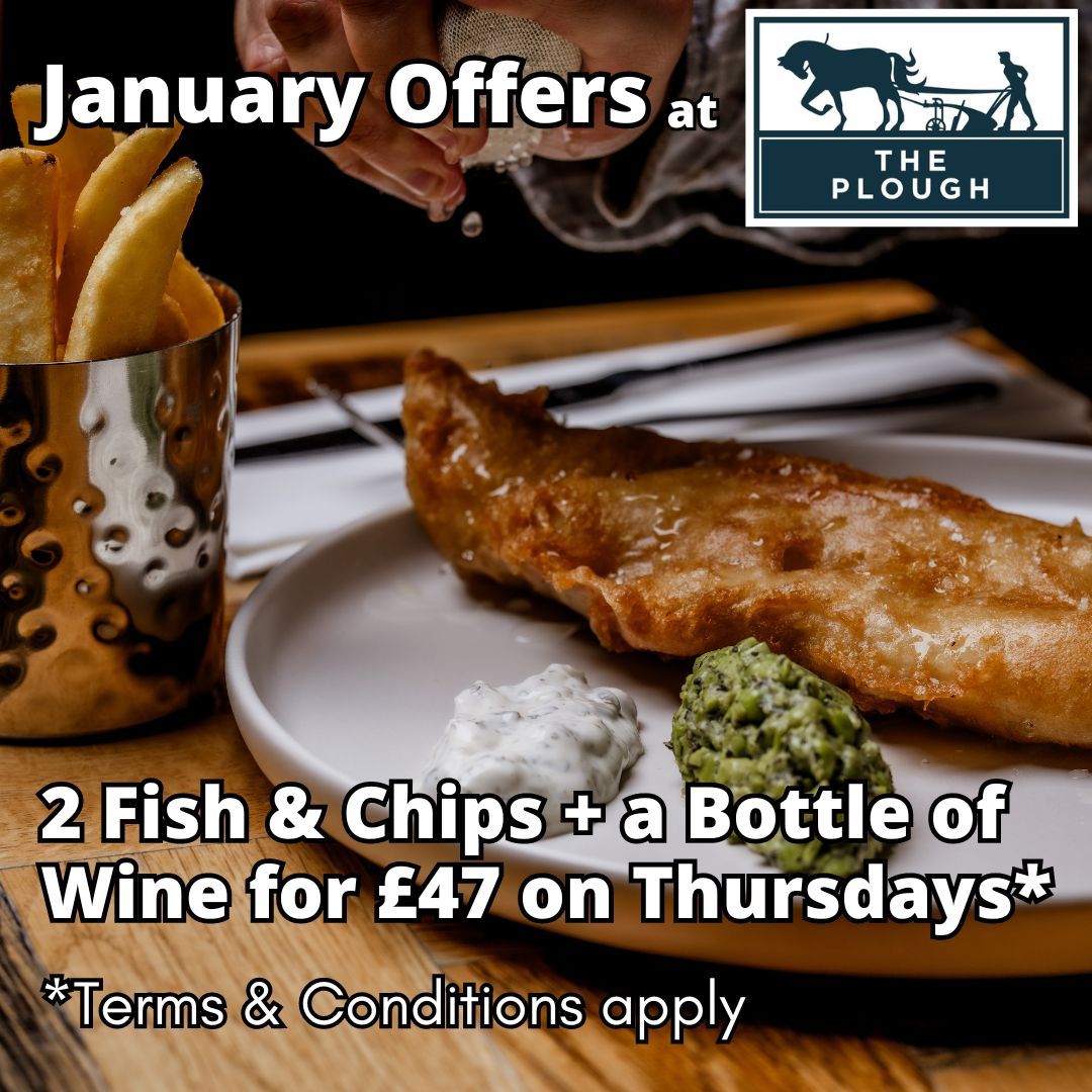 Our fish and chips are as good as they get and on Thursdays this January, two adult portions and a bottle of wine are just £47 here at The Plough. So book your table now and get on down here on Thursday - we look forward to seeing you! #fishandchips #britishfood #pubfood #foodie