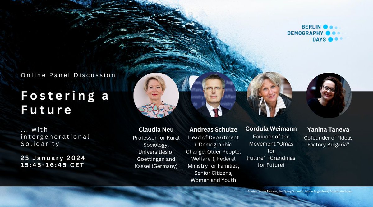Population Europe (@populationeu) on Twitter photo Discuss promising cases of solidarity and "crisis learning" between generations at #DemographyDays2024
with Claudia Neu <a href="/uniGoettingen/">Uni Göttingen</a>/<a href="/uni_kassel/">Universität Kassel</a>, Andreas Schulze @BMFSFJ, Cordula Weimann @OmasForFuture, Yanina Taneva (Ideas Factory Bulgaria)
✅Sign up: tinyurl.com/4f2ban6k Discuss promising cases of solidarity and "crisis learning" between generations at #DemographyDays2024
with Claudia Neu <a href="/uniGoettingen/">Uni Göttingen</a>/<a href="/uni_kassel/">Universität Kassel</a>, Andreas Schulze @BMFSFJ, Cordula Weimann @OmasForFuture, Yanina Taneva (Ideas Factory Bulgaria)
✅Sign up: tinyurl.com/4f2ban6k