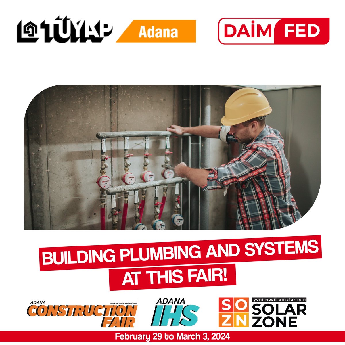 Bina Tesisatı ve Sistemleri Bu Fuar’da
__
Buılding Plumbing and Sytems At This Fair!
_
•
•
#adana #insaatfuarı #Constructionfair #binatesisatı #buildingplumbing