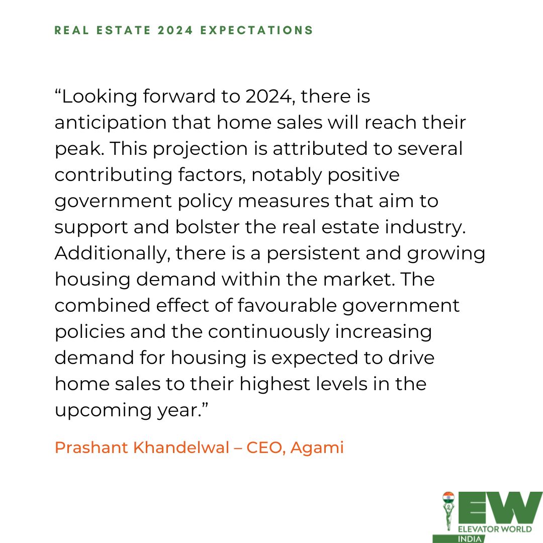 Mr. Prashant Khandelwal – CEO, @AgamiRealty shares his expectations of the #realestate sector in 2024.

#EWI #housing #news #India