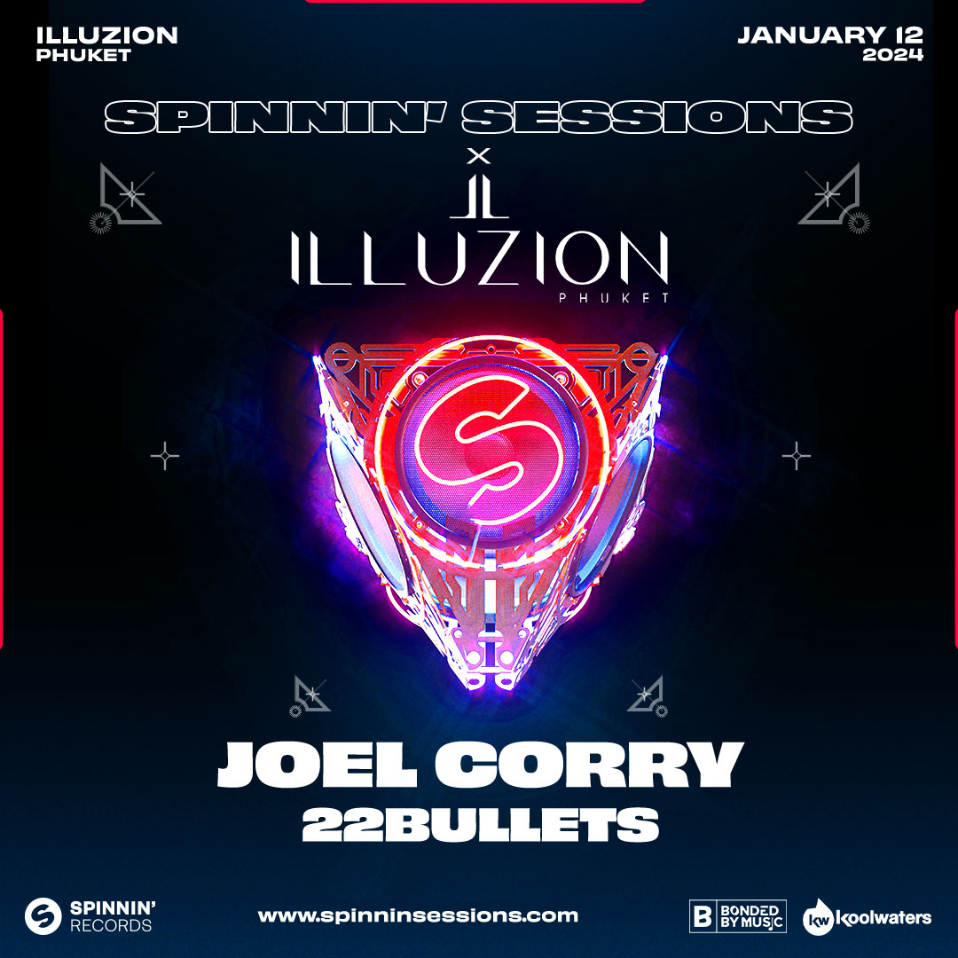 Escape to the tropical paradise of Phuket, Thailand and experience our legendary Spinnin' Sessions nights at @illuzionphuket club on January 12, 2024 with the iconic @JoelCorry and @22Bulletsmusic 🇹🇭 Free entry, no ticket required. See you there!