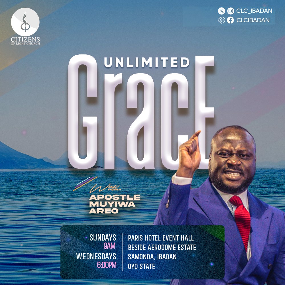 Clc_Ibadan's tweet photo. There is the knowledge of truth &amp; the spirit of truth that guarantees a lifestyle of UNLIMITED GRACE in 2024 

God has a word for you!
Don't miss service tonight @Paris Hotel events hall Samonda ibadan. 

Time:6:00pm 
WELCOME TO FREEDOM!
#clc_ibadan 
#clcglobal
#clc
#clcnation https://t.co/AeDKVwfduU