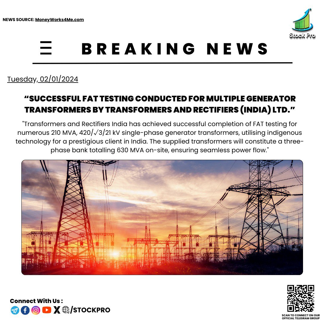 StockPro_Online's tweet photo. #TransformersIndia #PowerDistribution #IndigenousTechnology #GeneratorTransformers #PowerInfrastructure #ElectricalEngineering #EnergySector #FatTesting #630MVA #UninterruptedPowerFlow #InnovationInEnergy #MarketSuccess #PrestigiousClient #TransformersAndRectifiers\ https://t.co/cZPRNvVpcF