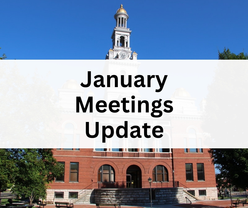 SevierCounty's tweet photo. The following committee meetings have been canceled for January 2024:

- Water
- Budget
- Intergovernmental
- Emergency Services
- Steering

Additionally, there will be no Sevier County Board of Commissioners meeting in January 2024. https://t.co/FLqiPtVKi7