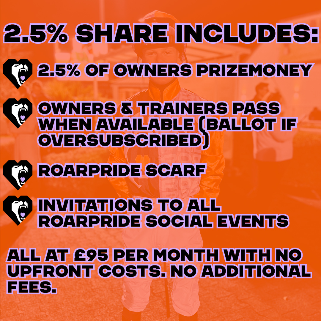 roarprideracing's tweet photo. Get a share in an amazing dual purpose horse for £95 per month without having to pay any upfront costs. This January we're offering 2.5% &amp; 5% shares in our horse 'Glenister' at a bargain price without an initial downpayment. Get involved now at https://t.co/HuyIUC6nVU #syndicate https://t.co/gRJi2EiMPm