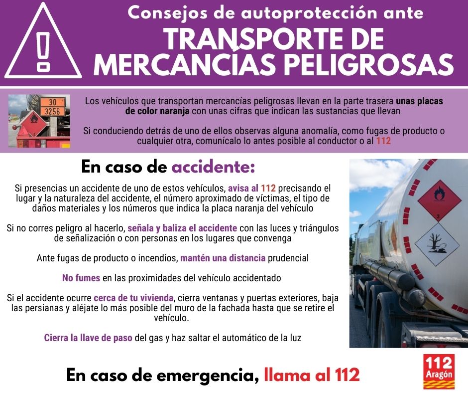 112Aragon's tweet photo. ¿#Sabíasque en caso de #accidente de transportes de #mercancías #peligrosas se activa el Plan de #ProtecciónCivil #PROCIMER?
Ahora está en fase de #alerta por avería de #camión en la #carretera N-230, PK 141 en #Montanuy (#Huesca)
¡Precaución! https://t.co/rQriJebbK1