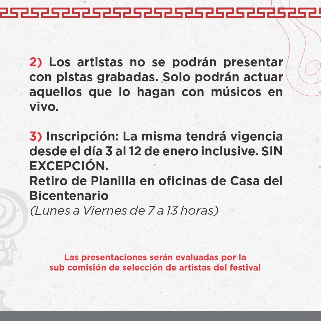 ✅ Convocatoria de artistas para el Festival Las Tres Lunas 2024 🎶

🙌🏼 Del 23 al 25 de febrero, viví la fiesta más popular de la región.