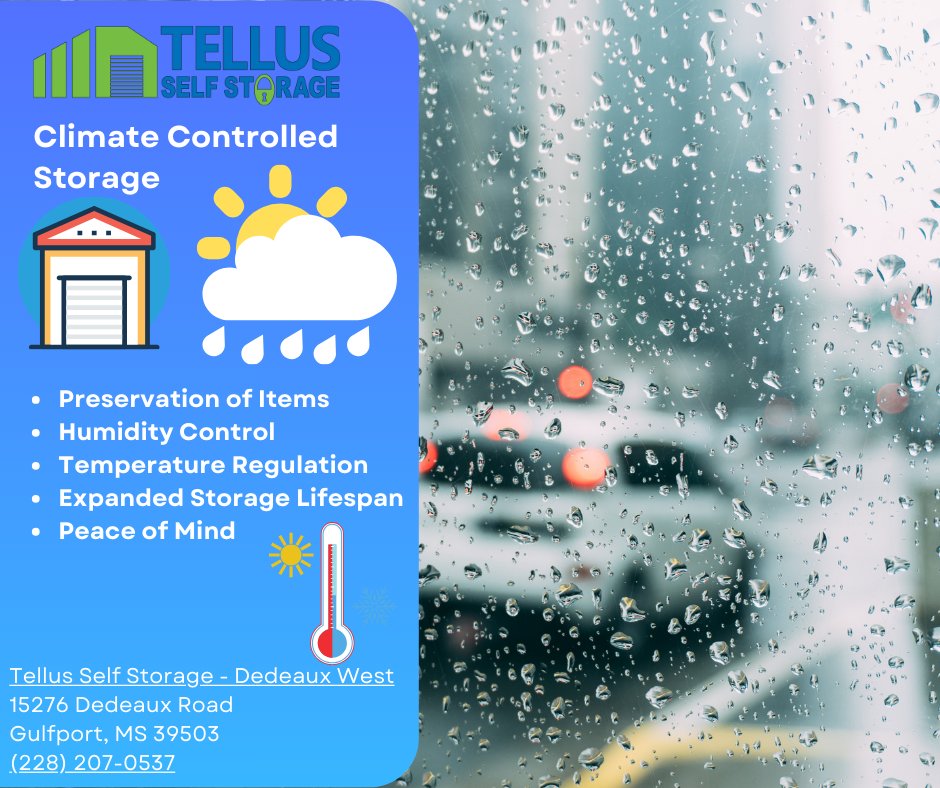 Tellus_Storage's tweet image. Say goodbye to worries and hello to long-lasting preservation! 📦✨ #ClimateControlledStorage #PeaceOfMind #ValuableStorage&quot;

Tellus Self Storage - Dedeaux West
15276 Dedeaux Road
Gulfport, MS 39503
(228) 207-0537