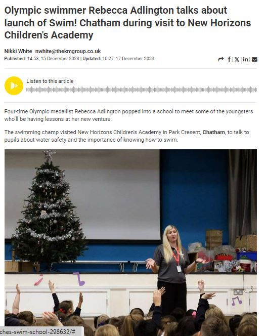 NewHorizonsTSAT's tweet photo. Welcome back to our students. We hope you had a wonderful winter break!

While we were off, we were thrilled to have had our recent visit from Olympian Rebecca Adlington covered in the local #press.

Missed it? Read the story: https://t.co/5wBcPQEOxx

#WeAreNewHorizons https://t.co/4OJV1jnkqJ