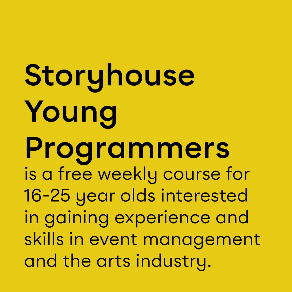 💥 STORYHOUSE YOUNG PROGRAMMERS IS BACK 

🎤🎭 Are you aged 16-25 and interested in the theatre / film / music / events industry?

A✨FREE✨ course - get industry experience, skills, &amp; make decisions about events on stage &amp; screen at Storyhouse. 

storyhouse.com/storyhouse-you…