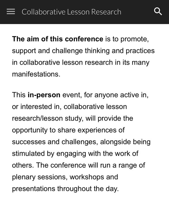 Collab_LR's tweet image. Have you submitted your proposal to share your thinking on collaborative lesson research at our conference on 16th March @UoNSoE yet?
Submission closing date 15th January.
We look forward to receiving contributions from teachers, professional development leads and researchers.