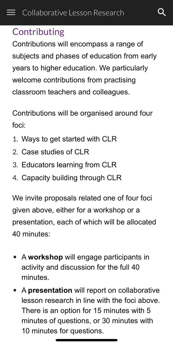 Collaborative Lesson Research (@collab_lr) on Twitter photo Have you submitted your proposal to share your thinking on collaborative lesson research at our conference on 16th March <a href="/UoNSoE/">UoN Education</a> yet?
Submission closing date 15th January.
We look forward to receiving contributions from teachers, professional development leads and researchers. Have you submitted your proposal to share your thinking on collaborative lesson research at our conference on 16th March <a href="/UoNSoE/">UoN Education</a> yet?
Submission closing date 15th January.
We look forward to receiving contributions from teachers, professional development leads and researchers.