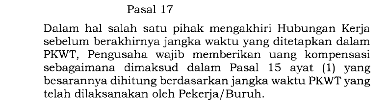 8. Kompensasi

Ada satu hal yang perlu dilurusin terkait Kompensasi. Berdasarkan Pasal 17 PP 35/2021, Kompensasi wajib dibayar terlepas dari siapa pun yang mengakhiri perjanjian kerja

Jadi penilaian atasan BUKAN alasan yg valid untuk ga ngasih kompensasi
x.com/helloiamnanana…