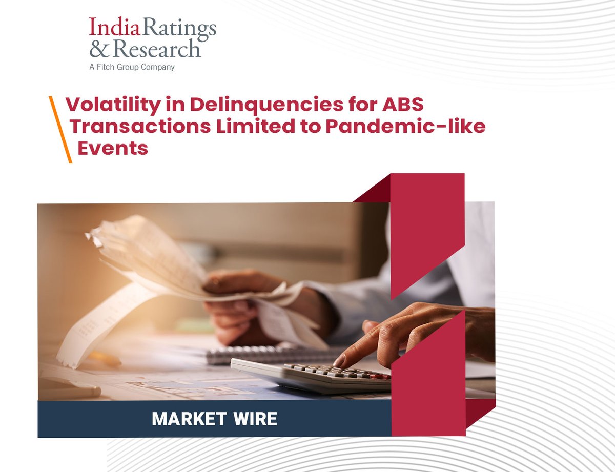 IndiaRatings's tweet photo. 'Volatility in Delinquencies for ABS Transactions Limited to Pandemic-like Events'
Read more: https://t.co/QWrEJoNRC3
#IndiaRatings #ABS #UBLs #PTC #Loans https://t.co/8t7qMcycer