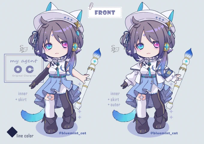 蒼茉ゆるの代理キャラ ╰━━━━━━━v━━━━━━╯  モチーフ:猫と星  お絵描きの妖精ちゃん  ✧˖°ꕁ ꕁ ꕁ ꕁ ꕁ ꕁ ꕁ°˖✧  FA描いてくれる方いたら嬉しいです ヘアアレンジ、服装変更、多少の色味変更OKです。 ※うちの子発言はNG※