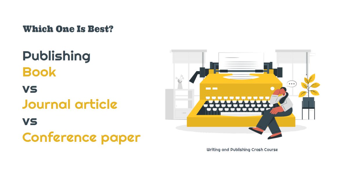 I wish I knew this before: Publishing Books VS Journal Articles VS Conference Papers: Which One Is The BEST? youtu.be/t-r6mIaeeDw

#publishing #writing #Researchpaper #books #conference