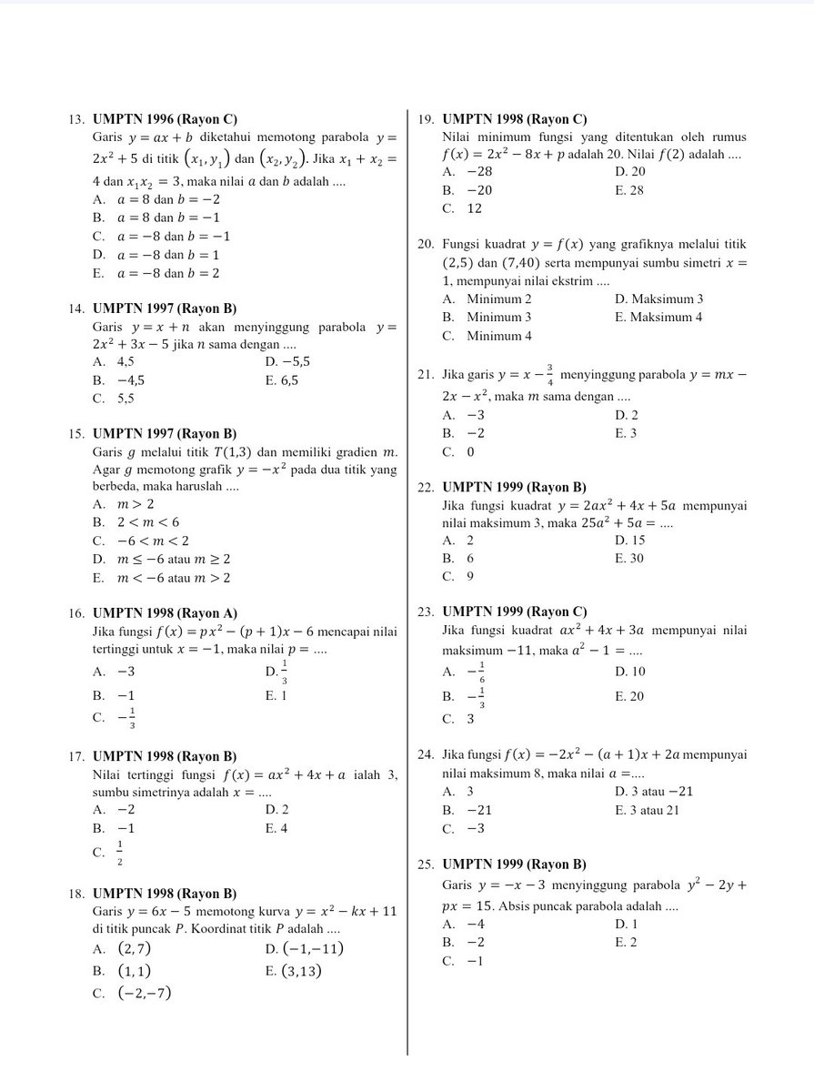 rasya_belajar's tweet image. [H - 118 SNBT 2024]

Subtes : PK/PM
Materi : Fungsi Kuadrat

Selamat sore temen-temen, jangan lupa menyicil yaa!
Kunci jawaban ada di reply yaa. Feel free to ask me!