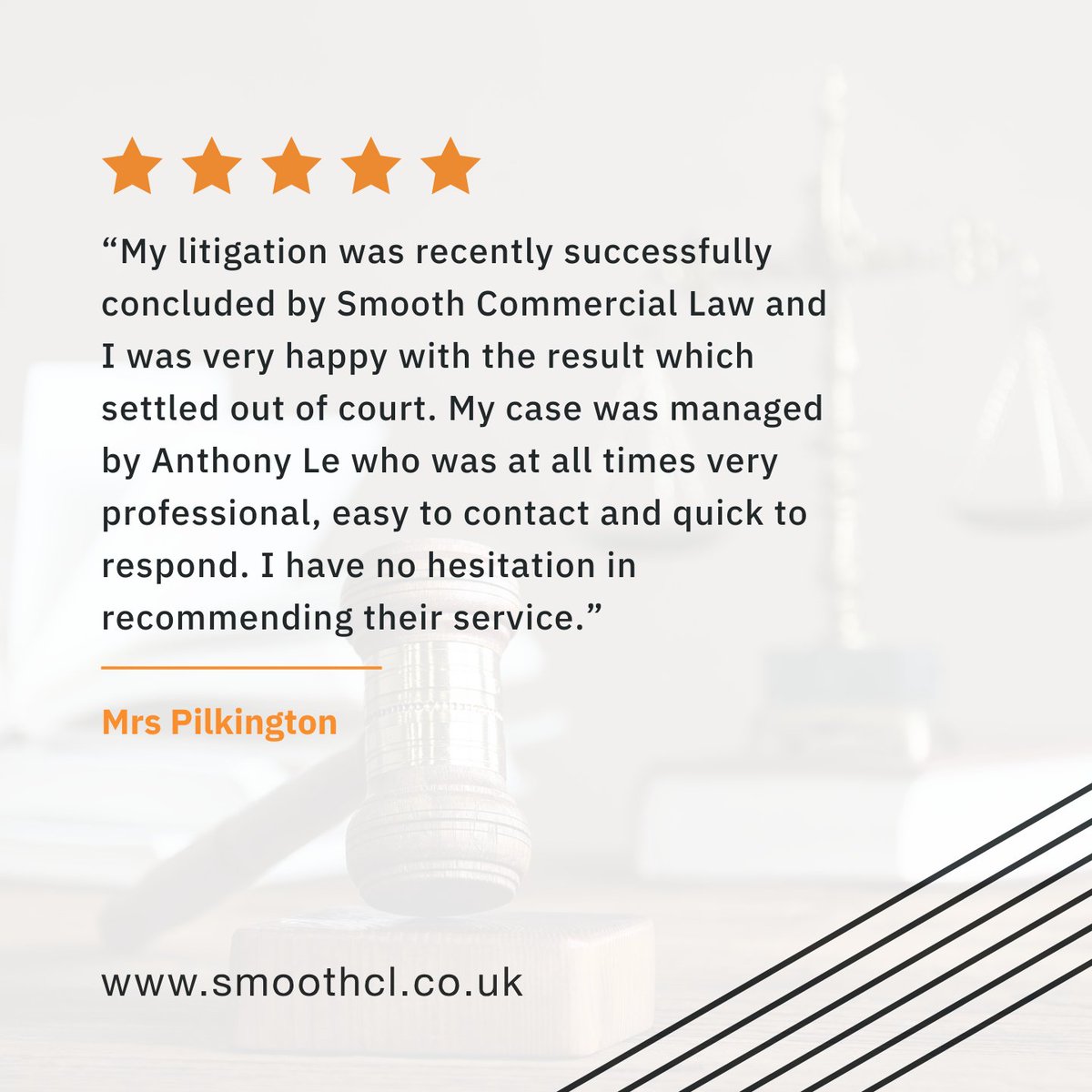 Starting the week on a high note! 🎇

Smooth Commercial Law understands that going to trial is often costly and needlessly stressful for both parties. We always look to settle disputes outside of court, where suitable, coming to an outcome that satisfies both parties.
 
#Review