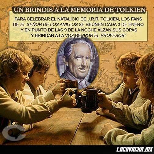 lacovachamx's tweet photo. #DatoÑoño Cada 3 de enero, a las 21:00hrs, los fans de #JRRTolkien alzamos una copa "por el profesor".
Para más información sobre el #TolkienToast visita. https://t.co/1duRm3MJNp. https://t.co/KWQuAxgH5w