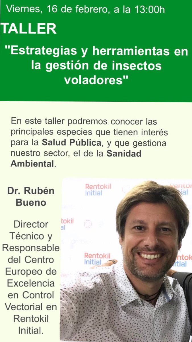 rubueno10's tweet photo. 🦟 Este año estaremos en #EXPOCIDA participando en el Taller sobre “Estrategias y herramientas en gestión de #insectos voladores”
🤗 ¡Gracias a @anecpla por la invitación!
@Rentokil_es @lokimica https://t.co/1tjPr5hdH0
