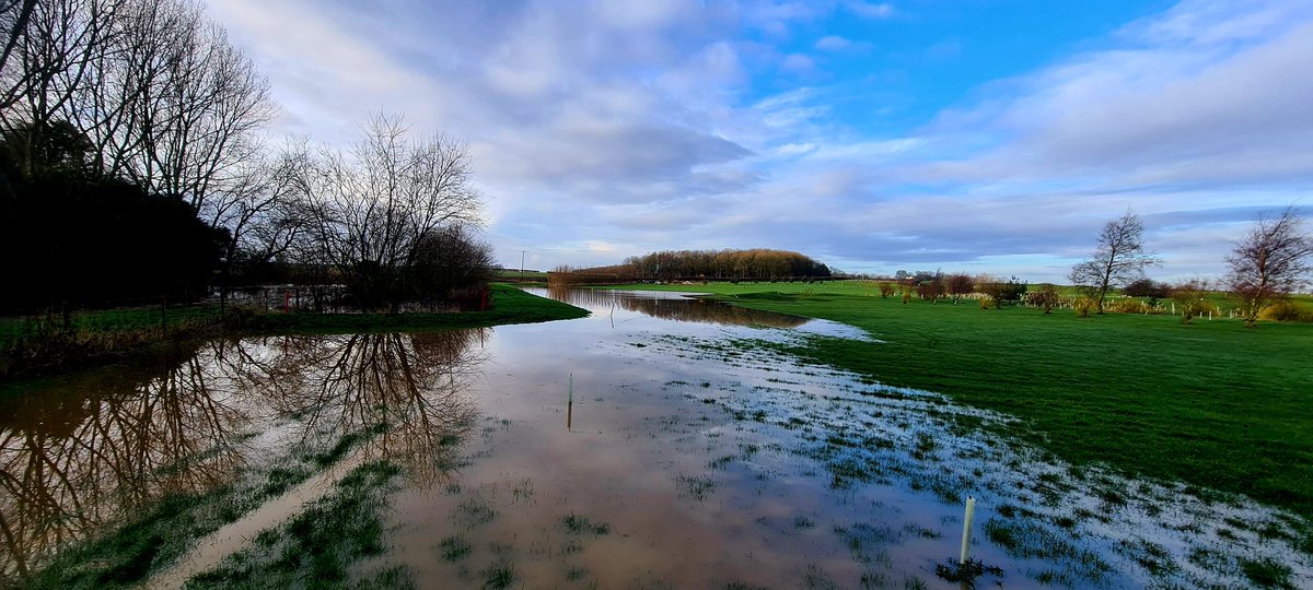 BCG_Greenies's tweet photo. What a horrendous winter this is, 60mm already this week on top of heavily saturated ground means the main drain has broke it's banks, needless to say the pumps are back out #demoralising ⛳️⛳️ https://t.co/G3K1fQtKVc
