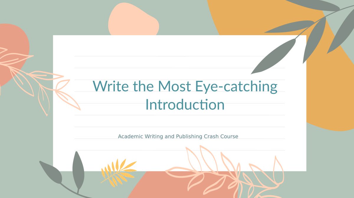 Here's how to Write The Most Eye-catching Introduction: Transform Your Article Writing FOREVER! youtu.be/NZFf8XhO3io 

#publishing #Researchpaper #writing #introduction