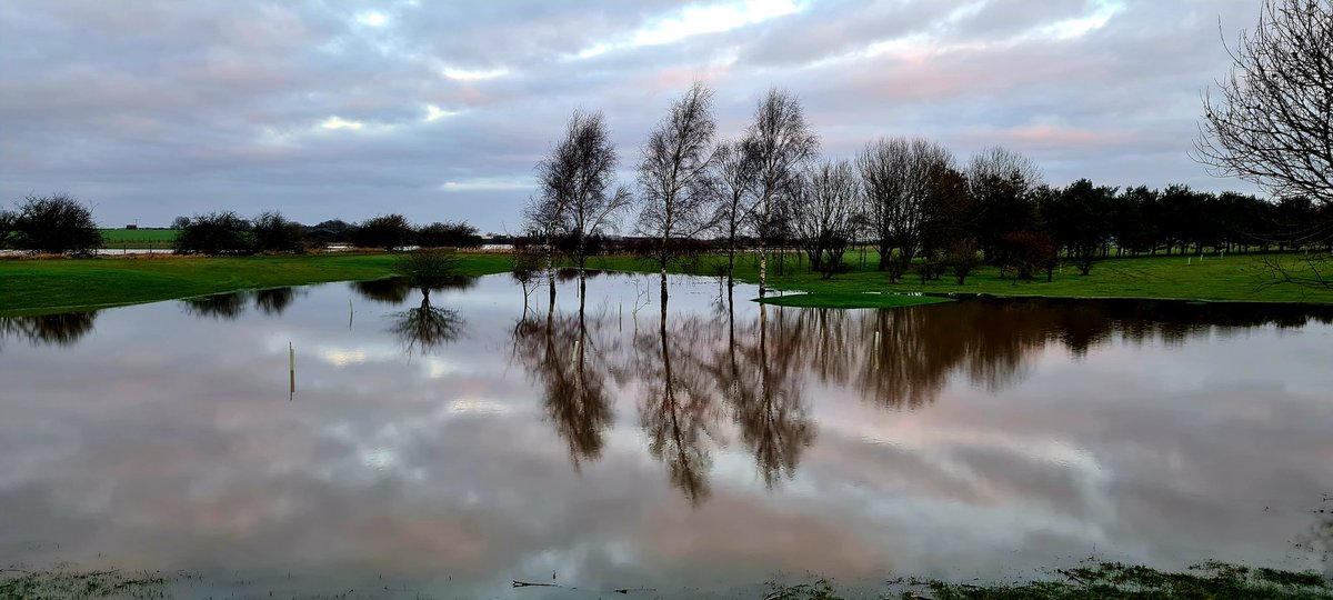 BCG_Greenies's tweet photo. What a horrendous winter this is, 60mm already this week on top of heavily saturated ground means the main drain has broke it's banks, needless to say the pumps are back out #demoralising ⛳️⛳️ https://t.co/G3K1fQtKVc