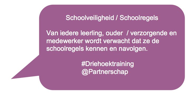 Partnerschap's tweet image. Bespreken van normen, waarden en vooral grenzen helpt teamleden om ongewenst gedrag te herkennen. Het maakt bewuster van het eigen gedrag naar anderen. Dowmload het agressieprotocol &apos;Zeg NEE tegen agressie&apos;  @veiligopschool #schoolenveiligheid 

driehoektraining.nl/?page_id=5186