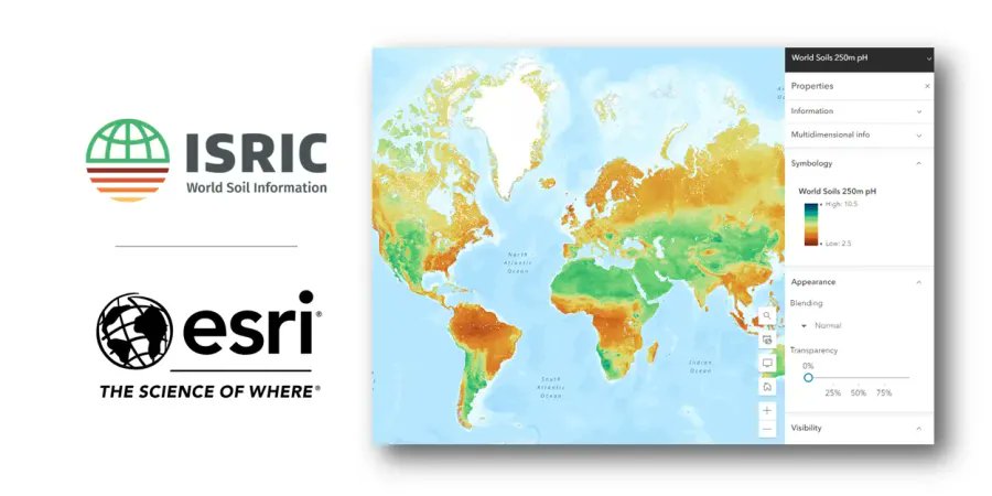 🗺️ SoilGrids, ISRIC - World Soil Information's flagship global digital #soil #maps, are now available in <a href="/Esri/">Esri</a> Living Atlas of the World: isric.org/news/soilgrids…