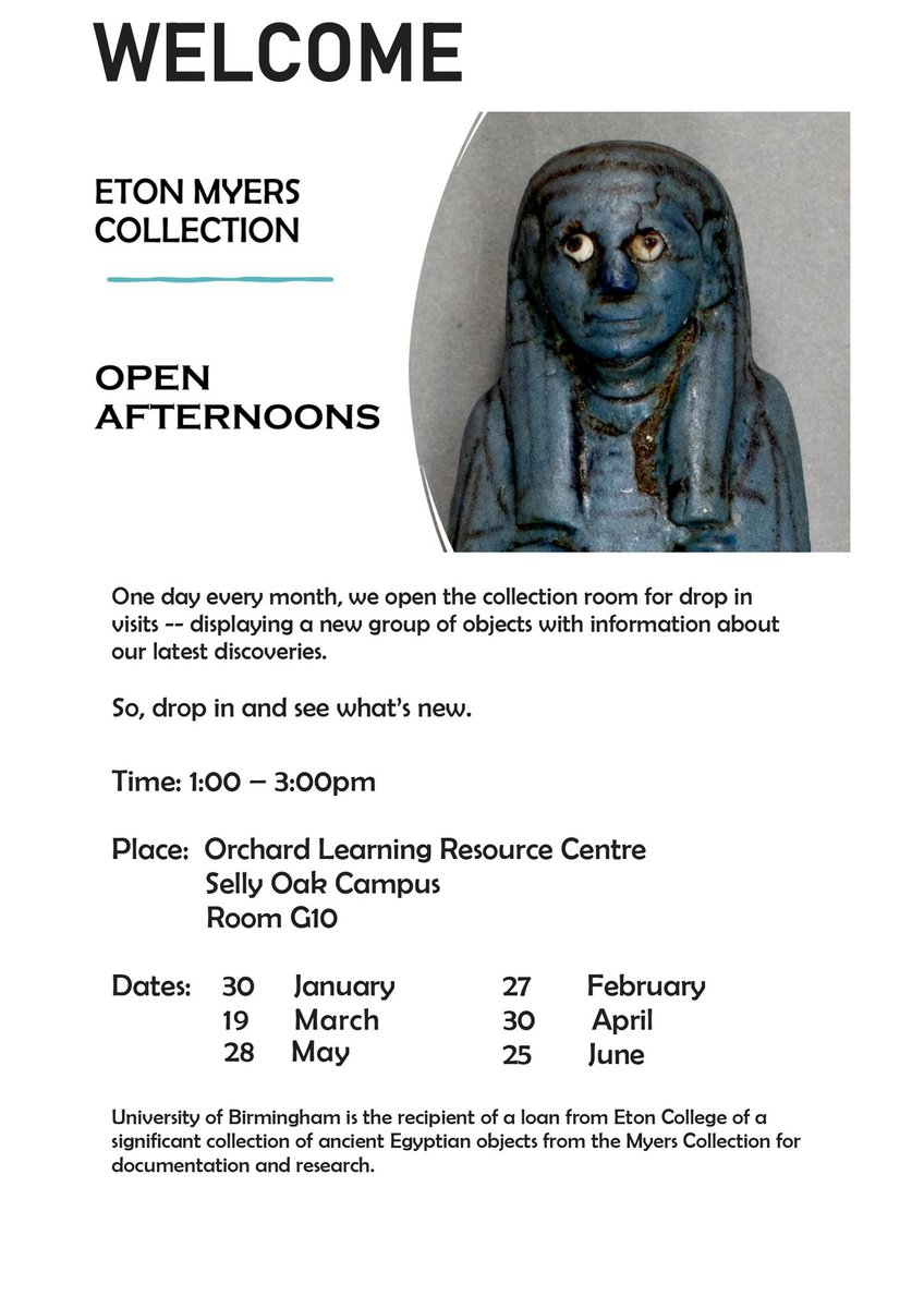 Next open afternoon for the collection is Tuesday 30th January 2024 - drop by and say hello!
#openafternoon #AncientEgypt #Collections