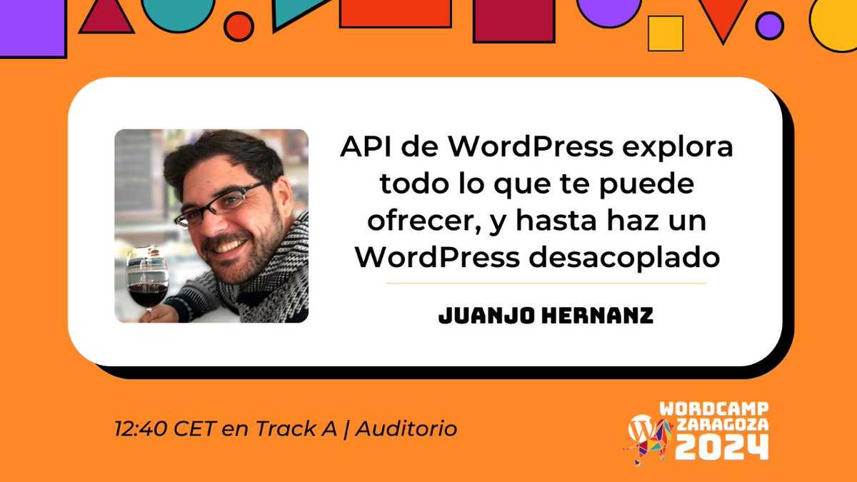⚙️ API de WordPress explora todo lo que te puede ofrecer, y hasta haz un WordPress desacoplado.

¡Sácale partido en tus proyectos y hasta desarrolla un WordPress desacoplado!

Promete la ponencia de <a href="/juanjo_ache/">Juanjo</a> 

Juanjo Hernanz
⏰ 12:40 Track A-Auditorio

#WordPress