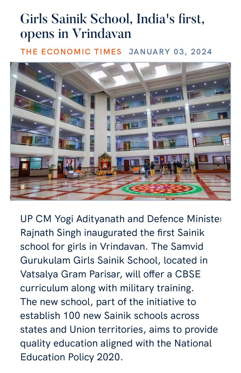 Rohitbjp1's tweet photo. Girls Sainik School, India's first, opens in Vrindavan
https://t.co/jA3aGuPoWc

via NaMo App https://t.co/pVk7CLv5Qe