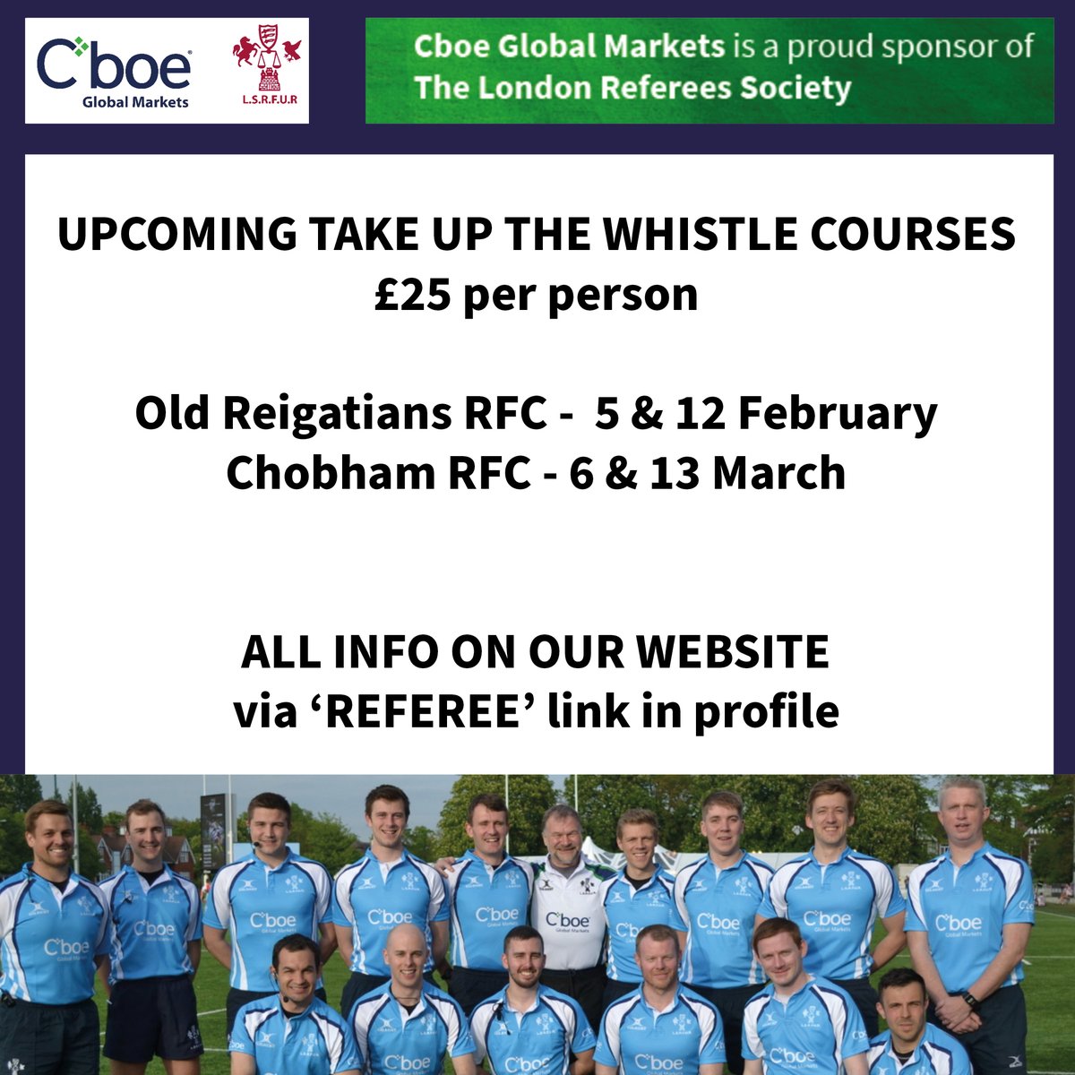 Click on surreyrugby.co.uk/what.../game-d… for all the info and links to book

<a href="/chobhamrugby/">Chobham Rugby</a> <a href="/OldReigatianRFC/">Old Reigatian</a> <a href="/Official_LSRFUR/">LSRFUR</a>