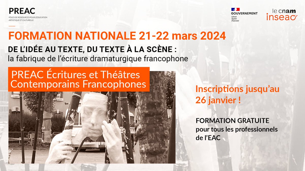 JulieWozniak8's tweet photo. En 2024 participez ร la formation du #PREAC Ecritures et thรฉรขtres contemporains francophones et dรฉcouvrez les enjeux, les mรฉthodes et les pratiques qu'impliquent la fabrique de lโรฉcriture.
๐ ๐๐ป๐๐ฐ๐ฟ๐ถ๐ฝ๐๐ถ๐ผ๐ป๐ ๐ท๐๐๐พ๐'๐ฎ๐ ๐ฎ๐ฒ ๐ท๐ฎ๐ป๐๐ถ๐ฒ๐ฟ
โก ย https://t.co/C9E1eSZ3yJ https://t.co/2U96kNyZNf