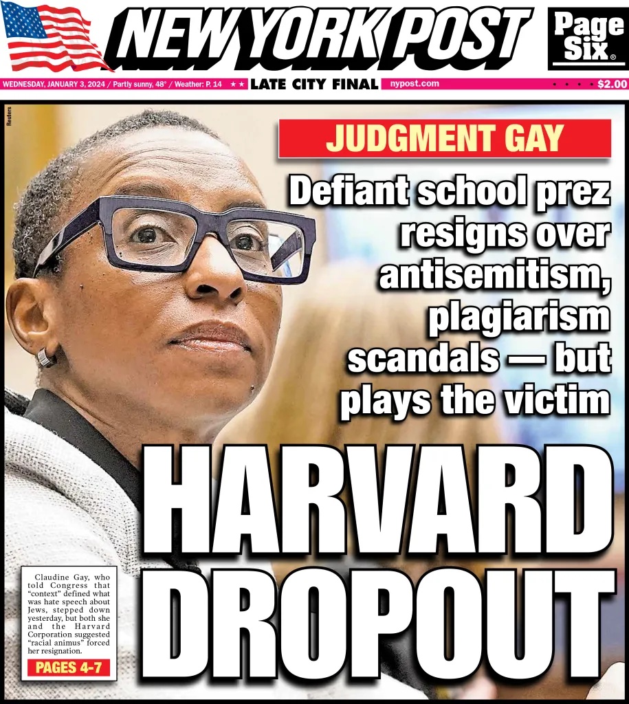 Today's cover: Harvard’s Claudine Gay set to keep her near $900K annual salary despite resigning as university president trib.al/q9le8B3