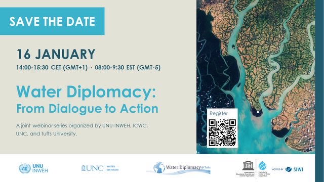 Event: Handbook on Water Diplomacy. See You all online on 16 January 2024

Trust is at the heart of Water Diplomacy, as of any relationship. 

#water + #peace = #WaterDiplomacy