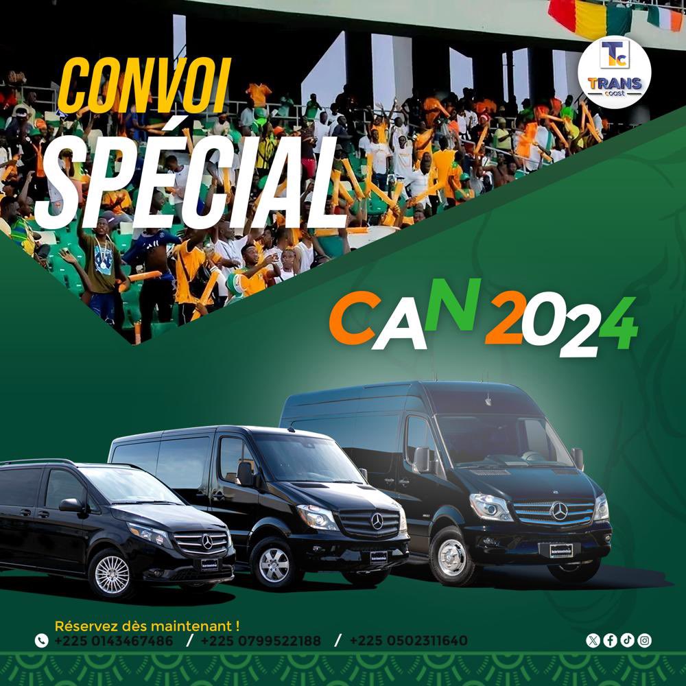 TransCoast's tweet photo. Pou des navettes privées veuillez nous contacter via nos différentes pages ou via WhatsApp au +2250143467486

#CAN2024 #AFCON2023 https://t.co/MgEAH87e5F